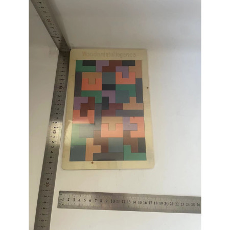 Puzzle Montessori, Cyrax, din Lemn, Tip Tetris, +36 Luni, Forme Neregulate, 40 Piese, 26.5 x 17.7 cm, Multicolor Pastelat