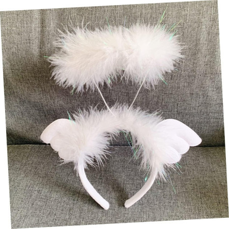 Coronita de Ingeras pentru Copii, Cyrax, Bentita cu Aura, Marime Universala, Alb