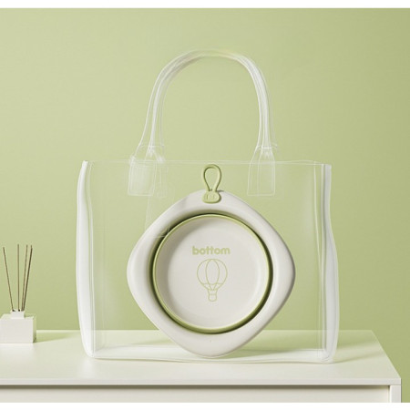 Cada Pliabila pentru Baie pentru Copii, Cyrax, Cadita pentru Bebelusi, Model Romb cu Balon, Verde, 31.5x31.5x3.5 cm, 3L