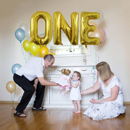 Balon Folie Metalizata Litera E, Cyrax, 80 cm, Umflati cu Heliu sau Aer, Ambalaj Individual, Pai inclus, Auriu