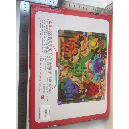 Joc Montessori de Sortare Culori, Cyrax, Creion Magnetic, Tip Labirint Ilustrat, din Lemn, Model Dinozauri, 39x29x1.5 cm