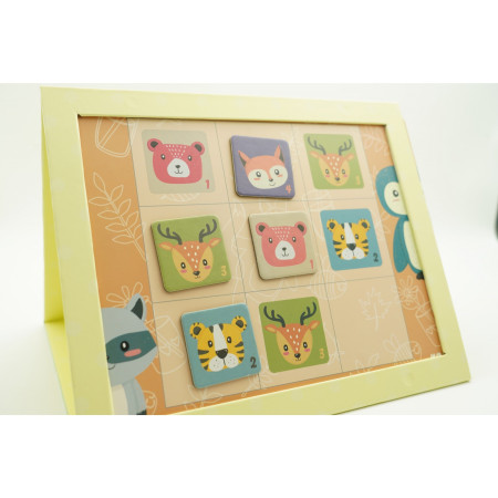 Cyrax Joc educativ Sudoku cu tablita magnetica, 32 de piese, cartonase cu animale, Verde