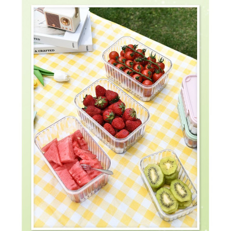 Caserola portabila pentru mancare fresh Cyrax, 1500 ml, 2 furculite,10 x 13.5 x 20 cm, 2 capace detasabile pentru congelator, etans, spatiu pentru tacamuri, maner, material plastic, rezistent la temperaturi ridicate, transparent