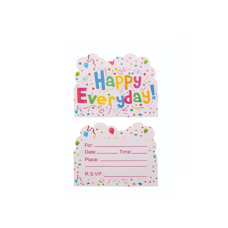Set 10 Invitatii pentru Petrecere, Cyrax, Model Happy Everyday, 17 x 12 cm, Multicolor
