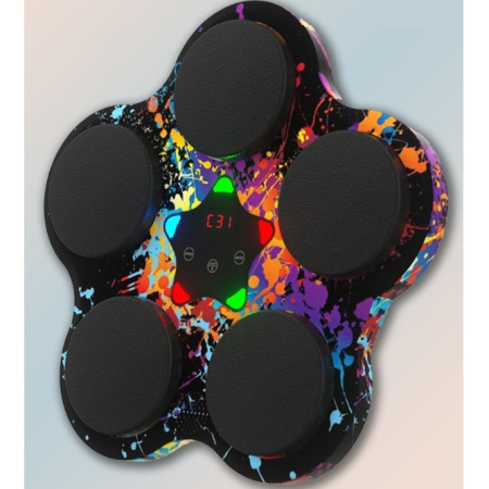 Jucarie de Boxat cu Muzica si Lumini, Cyrax, Bluetooth, Incarcare USB, Aplicare cu Ventuze, 5 Tinte, 40x38x8 cm, 930 g, Negru