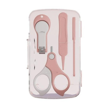 Set 4in1 de Ingrijire Unghii pentru Bebelusi, Cyrax, Cutie de Depozitare Transparenta, 0-6 Ani, 13.6x8x2 cm, Roz