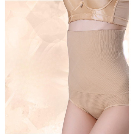 Lenjerie Modelatoare Postpartum, Cyrax, cu Talie Inalta, Control al Burții, Compresie Mare, Insertii din Silicon pentru Sustinere, Nude, M/L