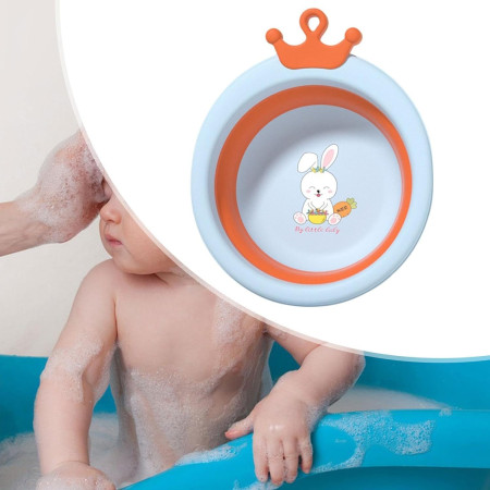 Cada Pliabila pentru Baie pentru Copii, Cyrax, Cadita pentru Bebelusi, Model Rotund cu Iepuras, Blue, 30x31x3.5 cm, 3.3 L