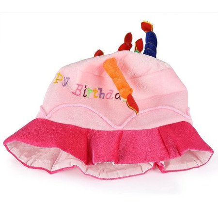 Palarie Happy Birthday, Cyrax, Accesoriu pentru Petrecere, Model Tort, Tematica Aniversare, 60x60x55 cm, Roz