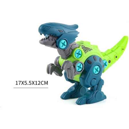 Set de Constructie/Asamblare, Cyrax, 4 Dinozauri, cu Bormasina Electrica, Baterii 2 x AA, Surubelnita si Cutie Depozitare, 22.5 x 14.5 x 15 cm, Multicolor