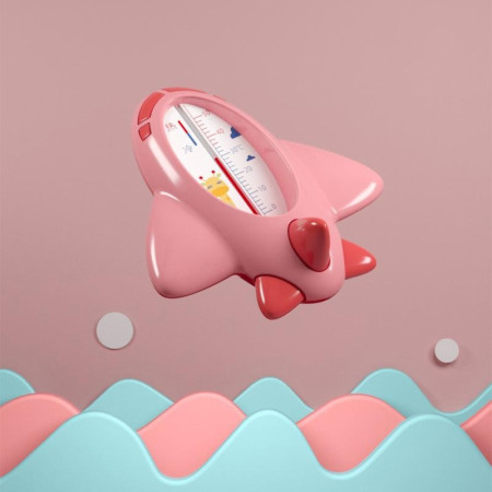Termometru pentru Baie, Cyrax, Plutitor, Rezistent la apa, Multifunctional, Model Avion, 11x10x4 cm, Roz