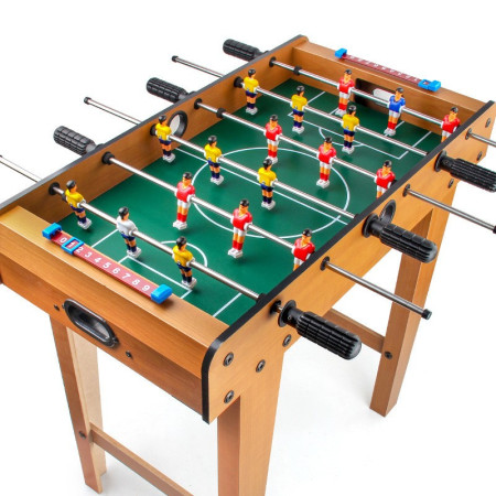 Masa de Fotbal cu Teren si 18 Jucatori Cyrax, 6 Manere, cu Tablou pentru Scor, din Metal, Lemn si ABS, 69 x 36.5 x 61 cm, cu Picioare, pentru copii/adulti