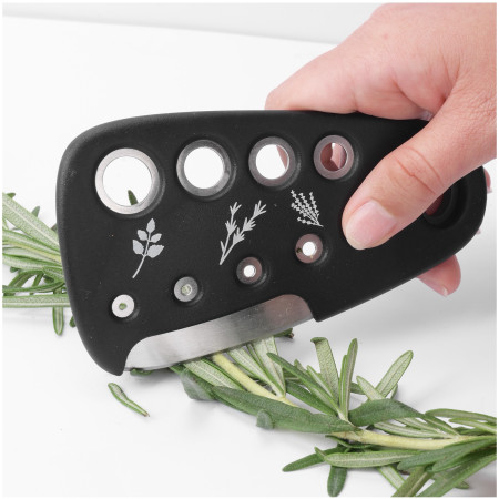 Set 6 in 1 mini ustensile bucatarie Cyrax, taietor pizza, cutit, curatator, razatoare, desfacator, presa usturoi, manere din ABS, lame ascutite din otel inoxidabil, 7.1 x 12.9 x 4.8 cm,  negru