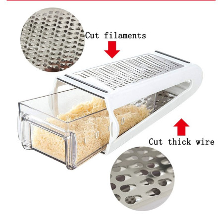 Razatoare de bucatarie cu cutie colectoare Cyrax, doua tipuri de lame, carcasa inox si ABS, design practic, alb