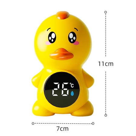 Cyrax Termometru Electronic LED pentru Baie, Plutitor, Rezistent la apă, IPX7, Multifunctional, 3 Trepte de Temperatura, Model Ratusca, 12x7cm, Galben