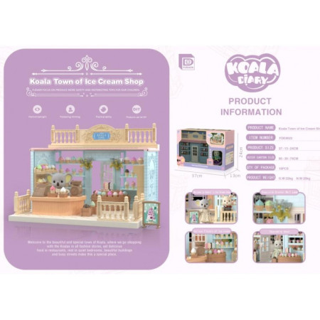 Set Casa de papusi, magazin de inghetata, cu mobilier si figurine, Cyrax