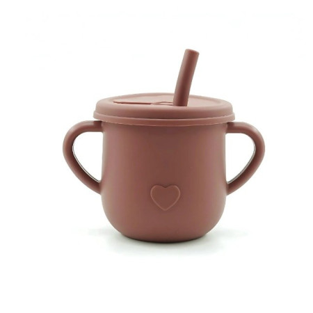 Set 10 Piese Servire Masa. Cyrax, pentru Bebelusi si Copii, din Silicon/Lemn, cu Ventuze Anti-alunecare, fara Alergeni. +6 Luni, Model Elefant, Maro