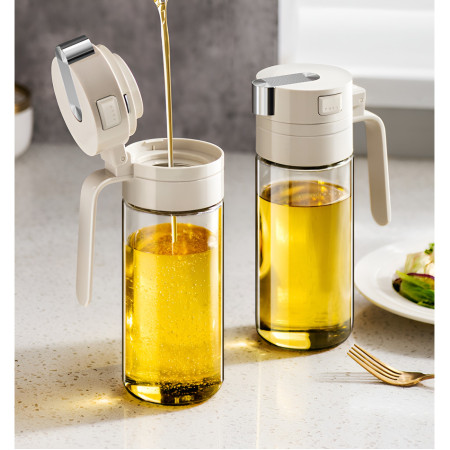 Dispenser pentru Ulei, Cyrax, Deschidere si Inchidere Automata a Rezervorul, cu Inductie Gravitationala, 550 ml, 12x7.6x20.5 cm, Alb