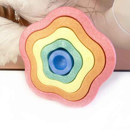 Jucarie Senzoriala de Echilibru, Cyrax, Tip Stepping Stones, 5 Piese, din Spuma, pentru Miscare, Sarituri, Prindere, Diametru 28 cm, Model 2, Multicolor