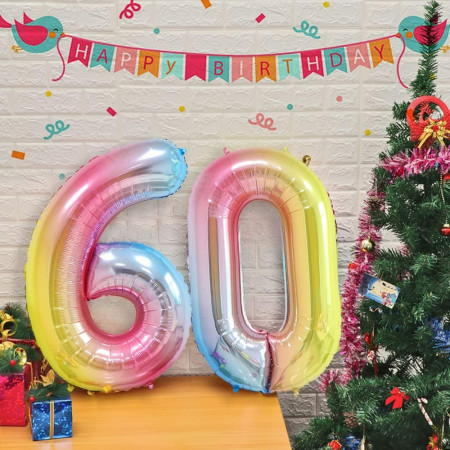 Balon din Folie Metalizata Gradient Cyrax, Figurina Cifra, Tema Aniversare 100 cm, Ambalaj Individual, Pai inclus, Umflare cu Aer sau Heliu, Multicolor, Cifra 0