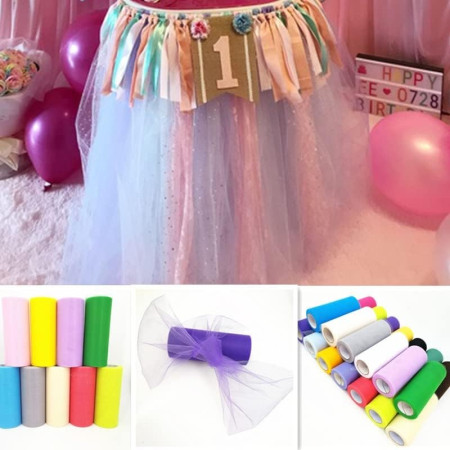 Tul Decorativ, Cyrax, 15 cm Latime, 22 cm Lungime, din Poliester, Roz