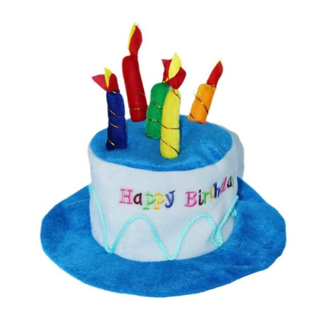 Palarie Happy Birthday, Cyrax, Accesoriu pentru Petrecere, Model Tort, Tematica Aniversare, 60x60x55 cm, Albastru