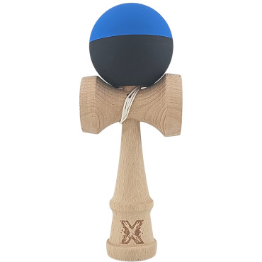 Kendama X Originala, Profesionala, Cyrax, din Lemn, Rubber Grip, 18 cm, Albastru/Negru
