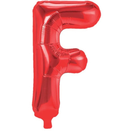 Balon Folie Metalizata Litera F, Cyrax, 40 cm, Umflati cu Heliu sau Aer, Ambalaj Individual, Pai inclus, Rosu