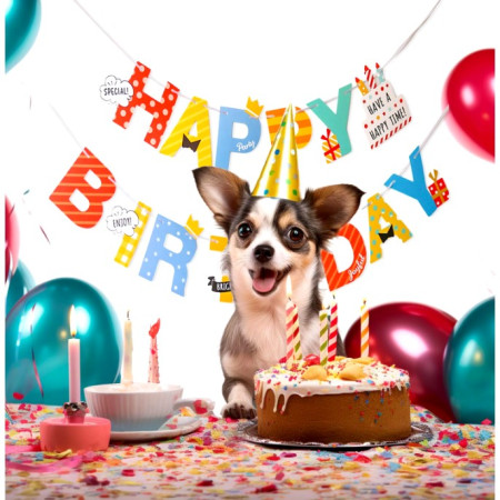 Banner Happy Birthday 100x200 cm, Cyrax, Rola de Ata Inclusa, Tematica Aniversare, Multicolor
