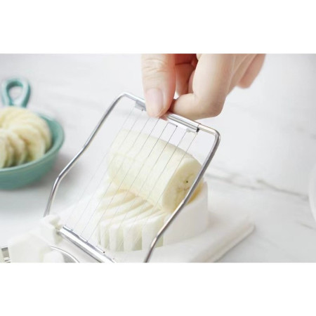 Feliator multifunctional Cyrax pentru oua, mozzarela, fructe, 2 forme de feliere, agatatoare, 20 cm, Alb