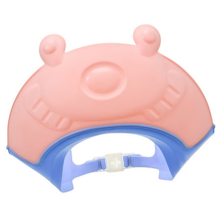 Cyrax Viziera de Protectie Baie Pentru Copii, Fippy, Model Broasca, Dimensiune ajustabila, Durabil, Usor de curatat, Impotriva Samponului, pentru Ochi si Urechi, TPE+PP, 24x23 cm, Roz