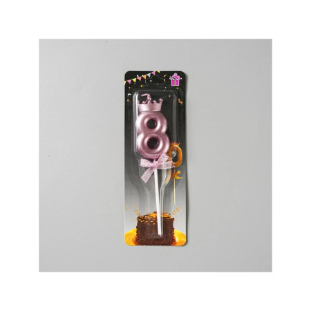 Lumanare Cifra 8, Cyrax, Model Coroana cu Fundita, Pentru Tort, 6 x 2.5 cm Mov