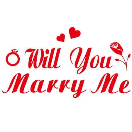 Sticker Autocolant, Cyrax, Tematica Nunta, Model Scris Will You Marry Me, 21x29 cm, Rosu