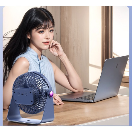 Ventilator 2in1,  de Masa/de Perete, Incarcare USB, 3.7 V, 4.5 W, 1200 mAh, 17.5 x 17 x 7.6 cm, Albastru Fumuriu