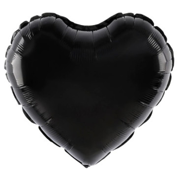 Balon din Folie Metalizata, Cyrax, Figurina Inimioara, Model Simplu, Tematica Iubire, 40 cm, Ambalaj Individual, Pai Inclus, Umflare cu Aer sau Heliu, Negru