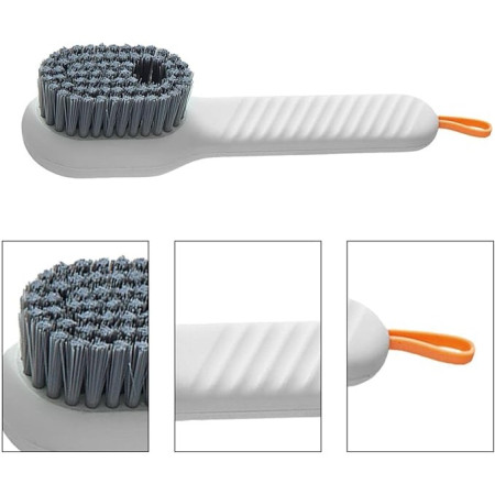 Perie pentru Curatare Incaltaminte cu Recipient pentru Detergent,  Perie Multifunctionala pentru Incaltaminte si Lenjerie, cu Peri Moi, Fara Deteriorare, 17.3 x 4.5 x 6 cm, Culoare Alb