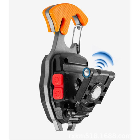 Breloc Multifunctional,  Model W5147, Kit Supravietuire, Lanterna, Bricheta, Fluier, din ABS/Aluminiu, Alimentare USB, Negru/Portocaliu