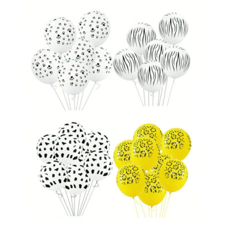 Set 10 Baloane din Latex, Cyrax, Model Party Animal Print, 3x Portocaliu, 3x Galben, 4x Alb, 23 cm, 1.4g