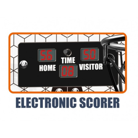 Set 2 Cosuri de Baschet pentru Copii, Cyrax, cu Tablou de Bord Electronic, Pentru 2 Jucatori, Minge, Pompa, 2 Moduri, Interior/Exterior, Inel Metalic si Rabatabil cu Arc, Luminos, 60x31x6 cm, Multicolor