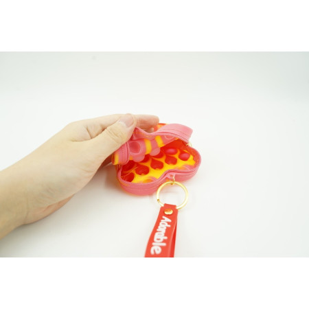 Jucarie antistres din silicon, Cyrax, Pop It Now and Flip It, Portofel inima, Rosu/Galben
