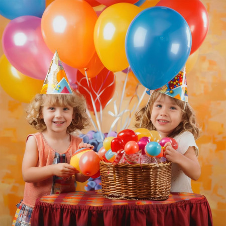 Set 25 Baloane din Latex, Cyrax, Model Party, 4x Albastru, 4x Verde, 4x Rosu, 4x Galben, 4x Mov, 5x Portocaliu, 23 cm, 1.4 g