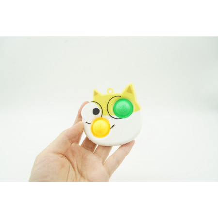 Cyrax Jucarie senzoriala antistres, Simple Dimple, Breloc cu 2 bulinute, Pisicuta, Multicolor