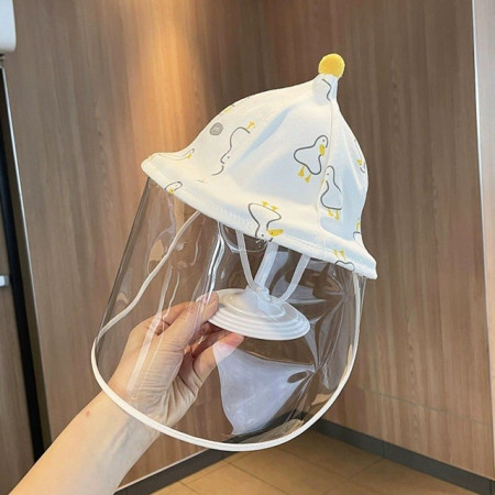 Palarie de Protectie pentru Bebelusi, Cyrax, Model Ratuste, Pescareasca, de Primavara si Toamna, cu Masca si Fermoar, 42 cm, pentru 0-3 Luni, Alb