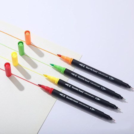 Set Carioci pe Baza de Apa, Cyrax, 2 in 1, pentru Pictura, Caligrafie, 72 Culori, Penar Negru, Corp Carioca Negru, 24.5 x 18.5 x 5 cm, Multicolor