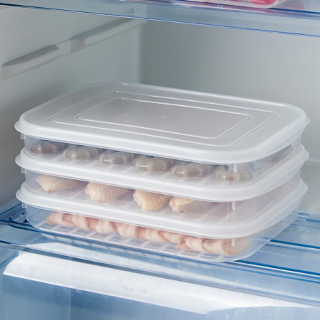 Cutie de depozitare de uz casnic, Cyrax, Caserola pentru Frigider, Rezistenta la umiditate, Rezervor Sigilat pentru Depozitare Alimentara, 24.5 x 18.5 x 3.5cm, Alb Transparent