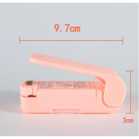 Mini Aparat de Sigilat Pungi cu Baterii, Cyrax, Etansare prin Caldura, Spate Magnetic, Portabil, 9.7x3 cm, Roz