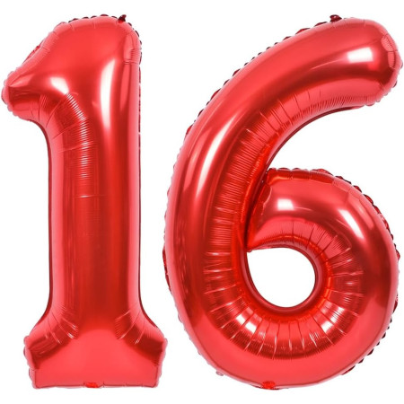 Balon din Folie Metalizata Cyrax, Figurina Cifra, Tema Aniversare 40 cm, Ambalaj Individual, Pai inclus, Umflare cu Aer sau Heliu, Rosu, Cifra 6