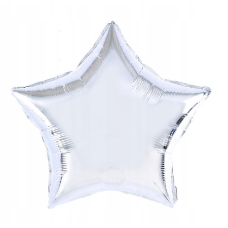 Balon din Folie Metalizata, Cyrax, Figurina Stea, Model Simplu, Tematica Aniversare, 40 cm, Ambalaj Individual, Pai Inclus, Umflare cu Aer sau Heliu, Argintiu