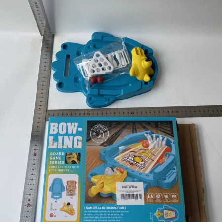 Joc de Masa Mini Bowling Interactiv pentru Copii, Cyrax, Mingi si Figurine Incluse, 26.5x19.5x5 cm, Albastru