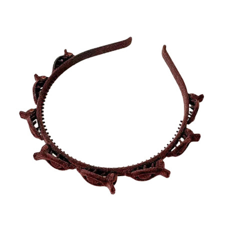 Bentita de Par pentru Femei, Cyrax, Agrafa Stil Coreean, Accesoriu pentru Par cu Textura MultiStrat, 13 x 11.5 cm, Coffee